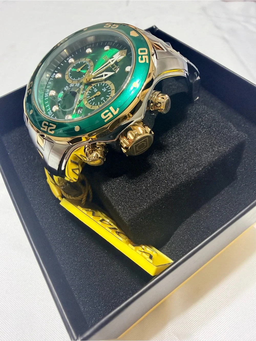 Invicta Pro Diver Scuba Green Dial Two-Tone Chronograph Watch